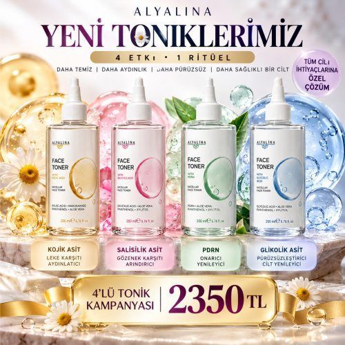 Kojik Asit Tonik<br>Pdrn Tonik<br>Glikolik Asit Tonik<br>Salisilik Asit Tonik<br>30 Ekim 23:59’a Kadar Geçerlidir.
