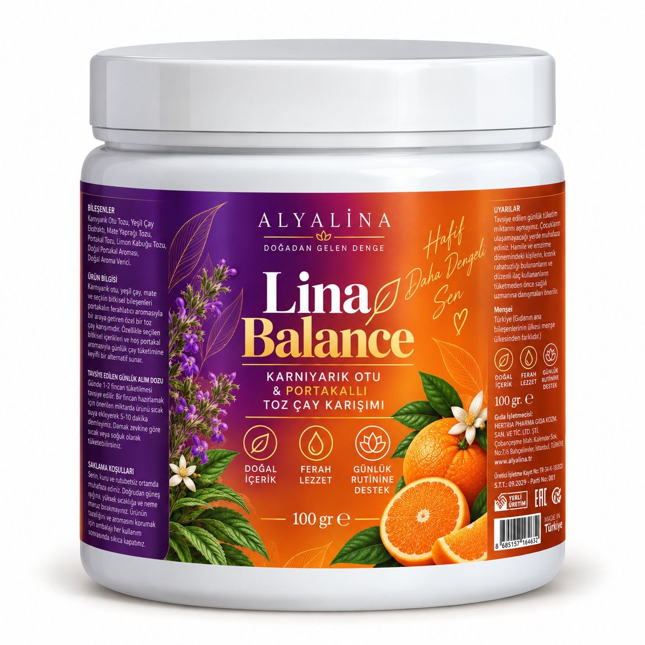 Lina Balance<BR>Karnıyarık Otu Portakallı Toz Çay Karışım<BR>100 gr<BR>Ön Satışta <BR>26 eylülde kargolanacaktır.